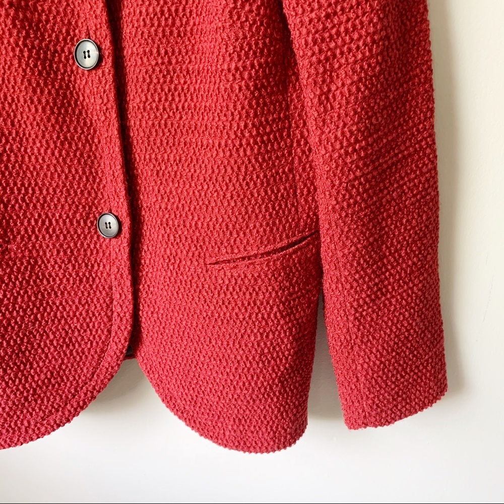 Lafayette 148 Textured Red Button Front Blazer - image 3